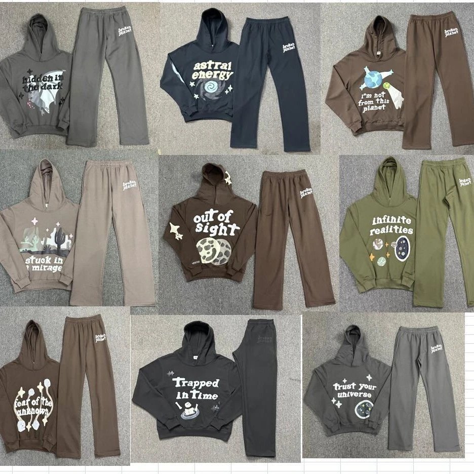Broken Planet Graphic Print Streetwear Tracksuit Set Multicolor