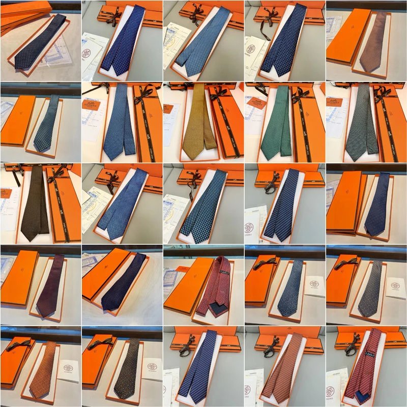 Hermes H Pattern Silk Tie Classic Business Accessory Multicolor