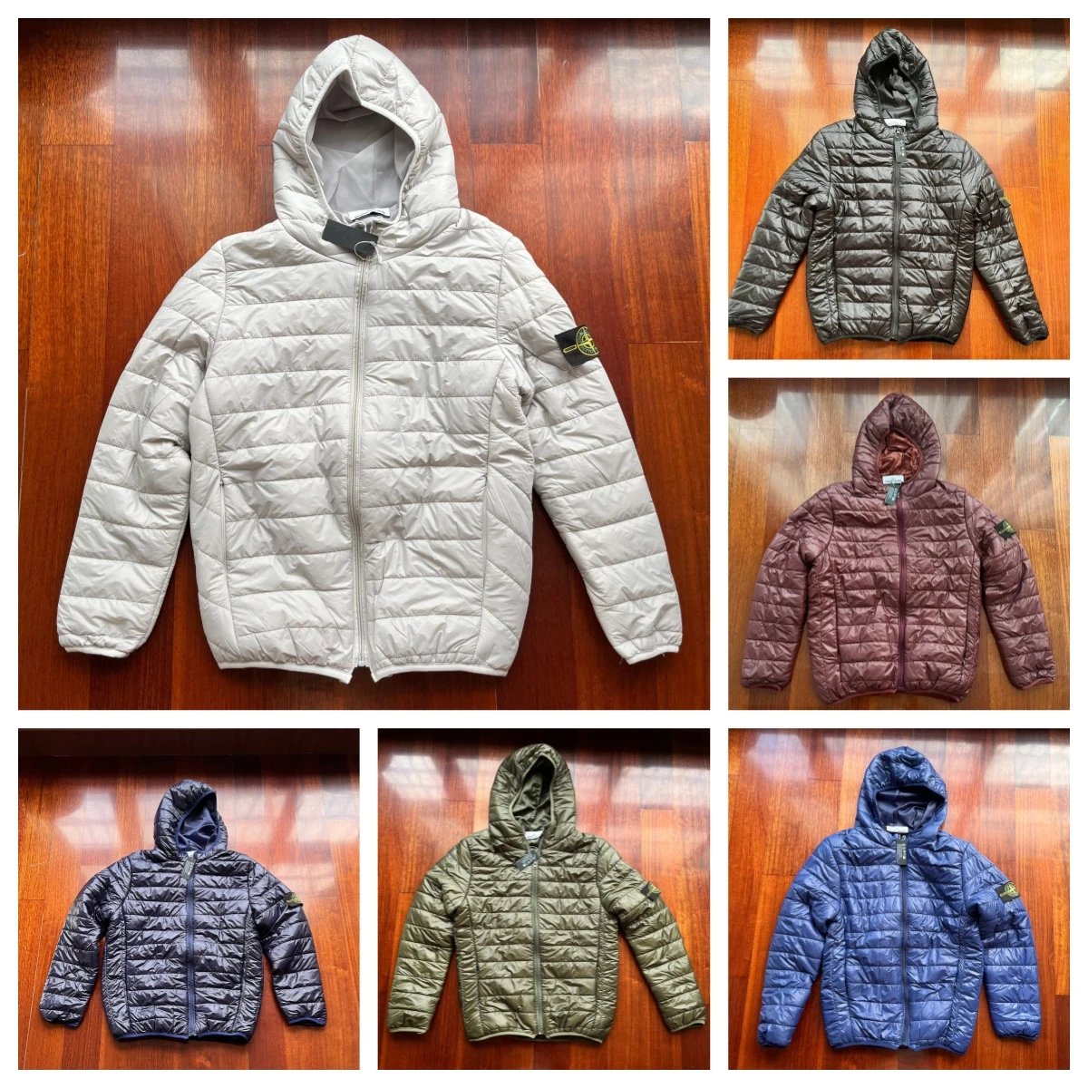 Stone Island Nylon Metal Hooded Puffer Jacket Lightweight Down Jacket Multicolor