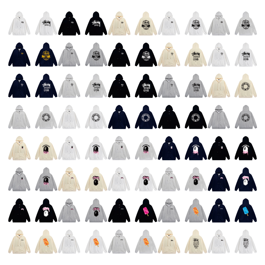 Stussy Graphic Zip-Up Hoodie Streetwear Sweatshirt Multicolor