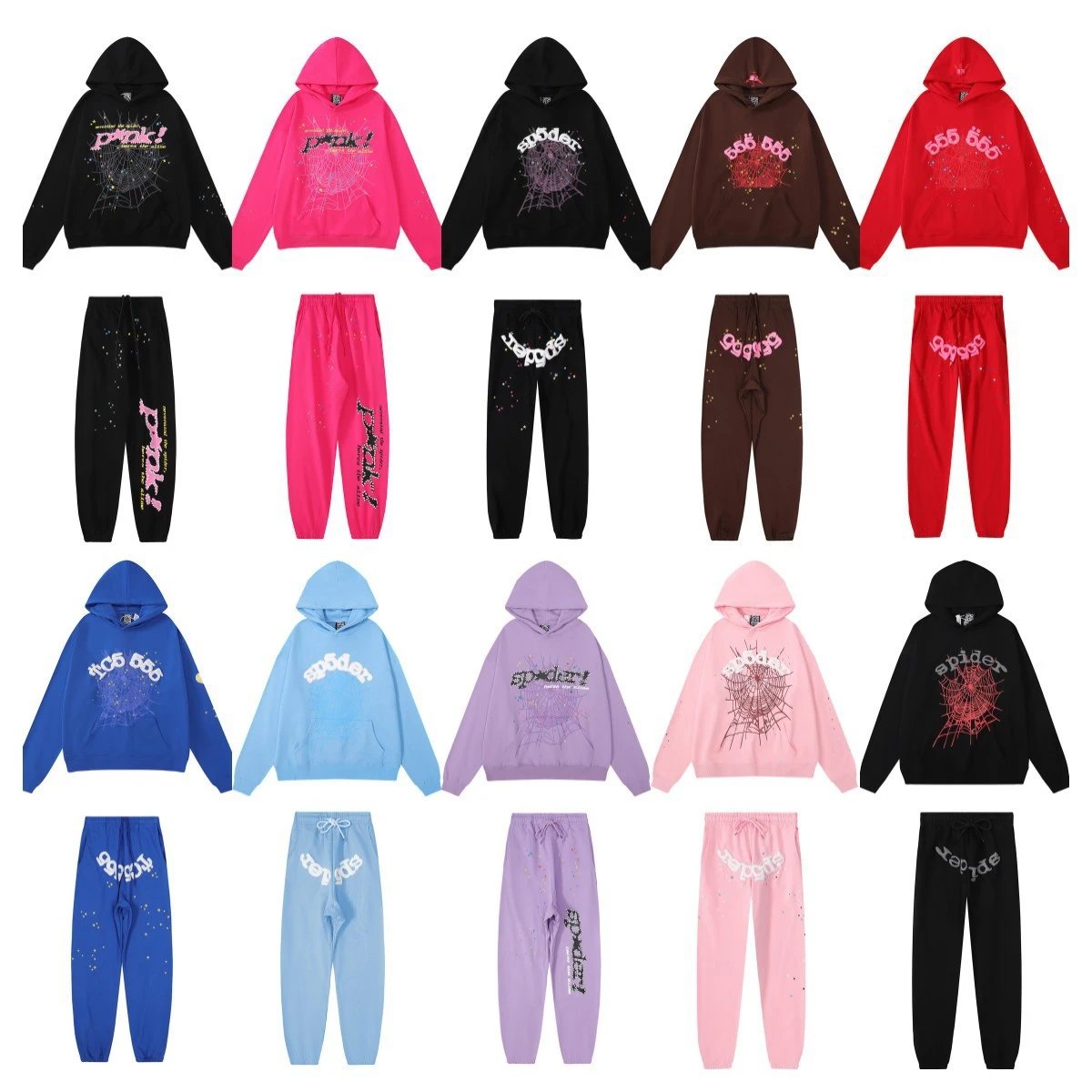 Sp5der Web Print Streetwear Tracksuit Set Multicolor