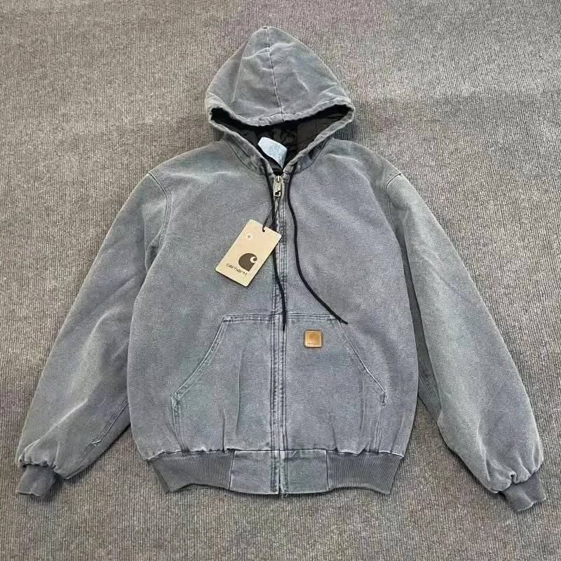 Carhartt Vintage Washed Active Jacket Zip-Up Hoodie Gray