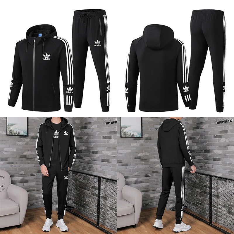 Adidas Trefoil Tracksuit Athletic Matching Set Black