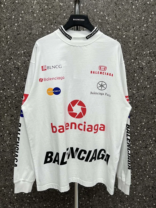 Balenciaga Corporate Graphic Oversized Long Sleeve Shirt White