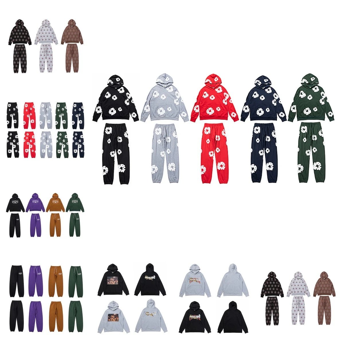 Design Graphic Print Streetwear Matching Set Multicolor