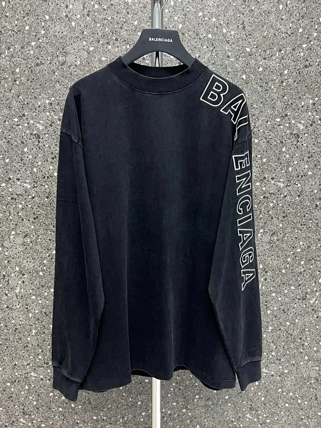 Balenciaga Oversized Long Sleeve Graphic Tee Black