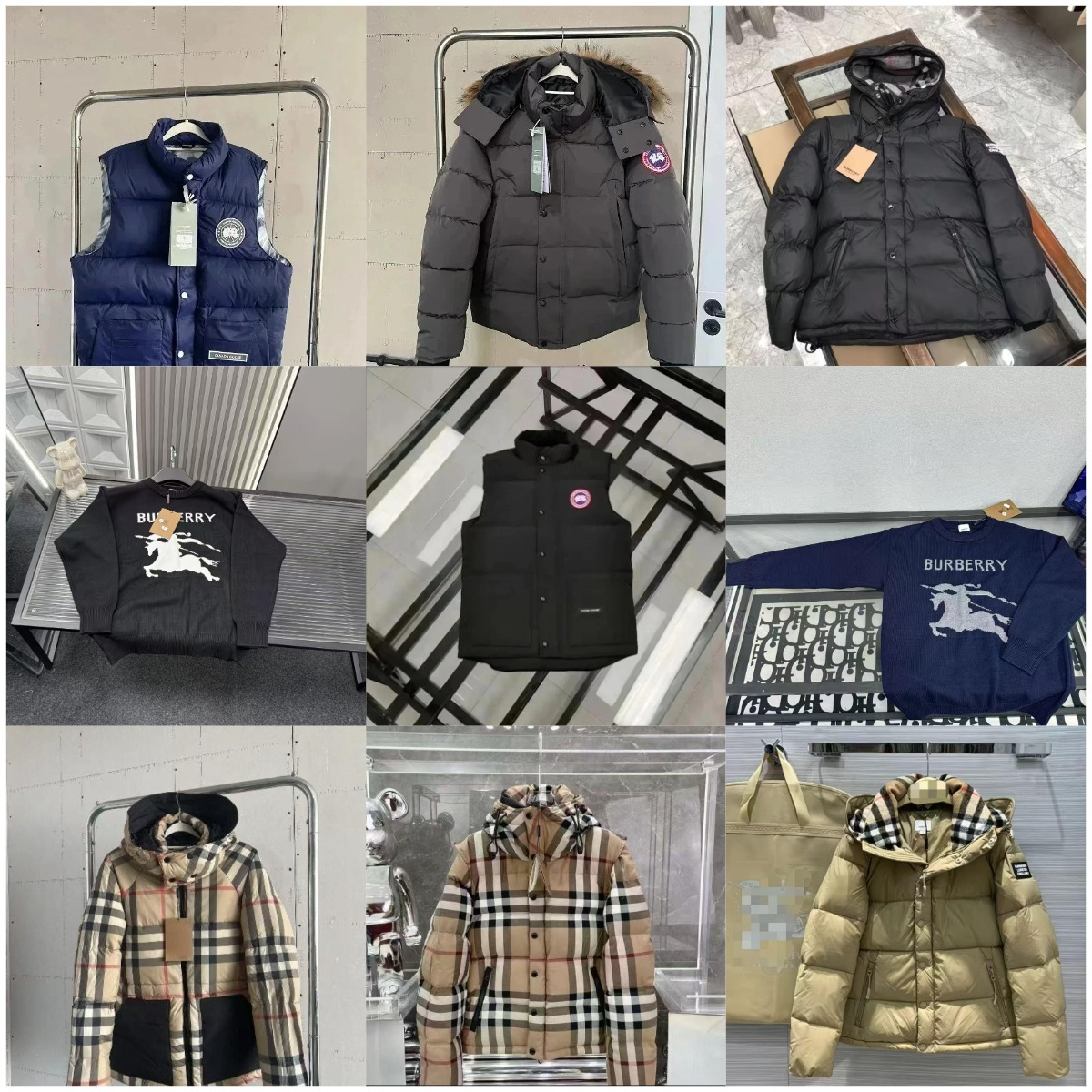 Burberry Check Puffer Jacket Warm Winter Down Jacket Beige