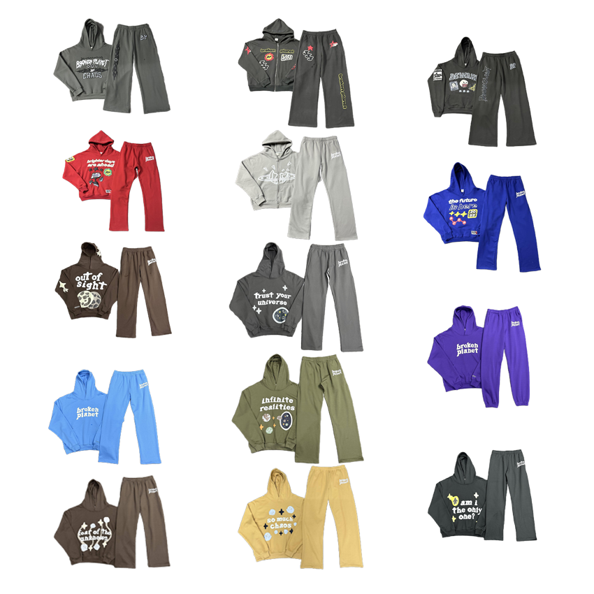 Broken Planet BP Graphic Tracksuit Set Streetwear Matching Set Multicolor