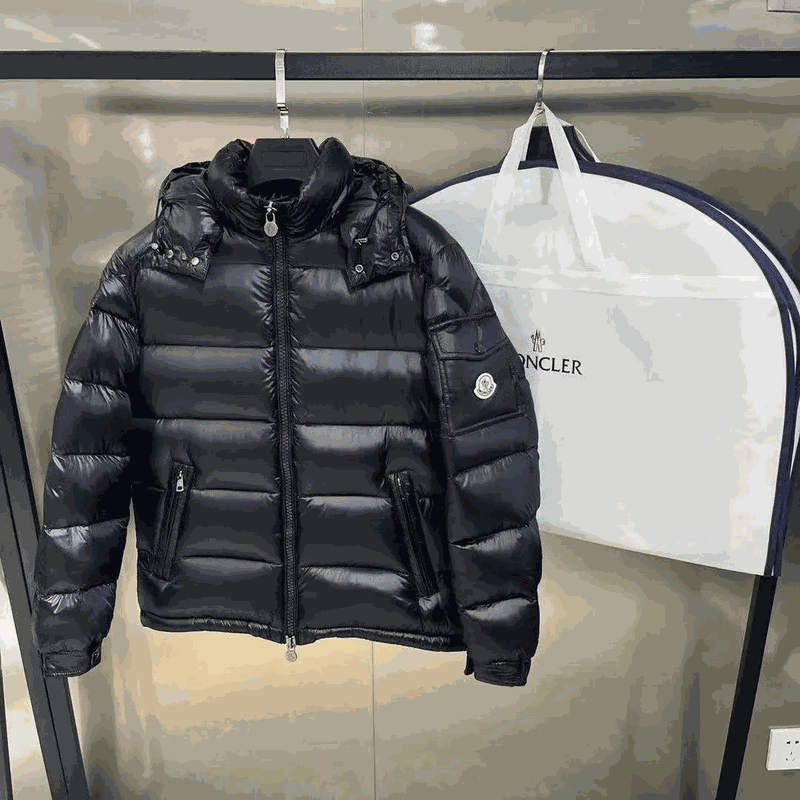 Moncler Maya Shiny Puffer Jacket Black