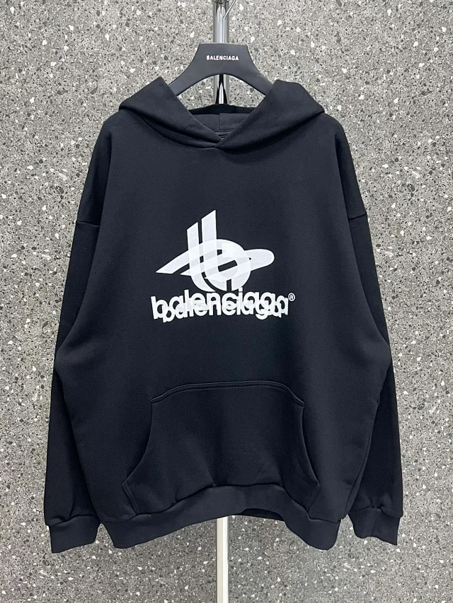 Balenciaga Interlocking B Oversized Hoodie Black