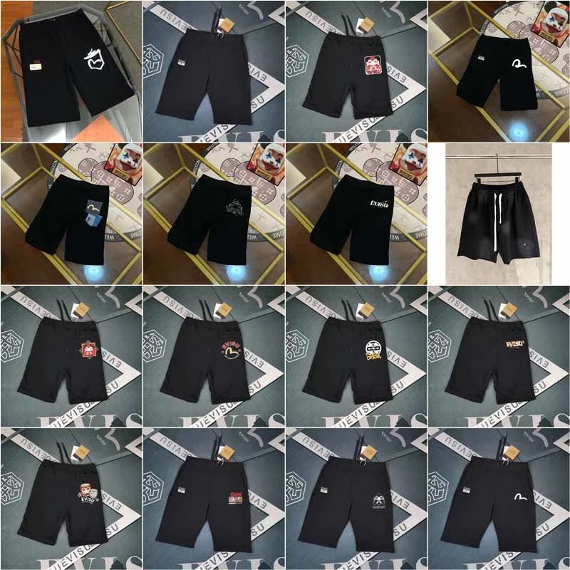 Evisu Graphic Print Casual Shorts Black