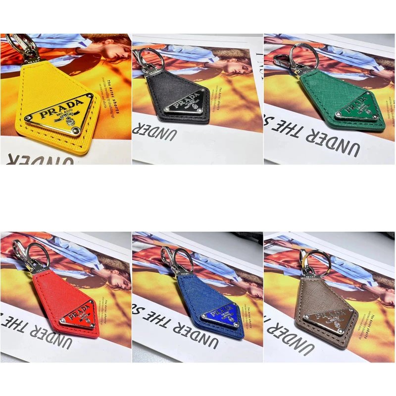 Prada Saffiano Leather Keychain Accessory Multicolor