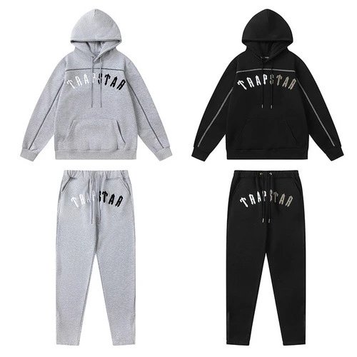 Trapstar Arch Chenille Streetwear Tracksuit Set Black and Gray