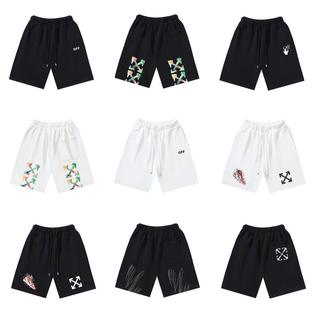 Off-White Graphic Print Streetwear Shorts Multicolor