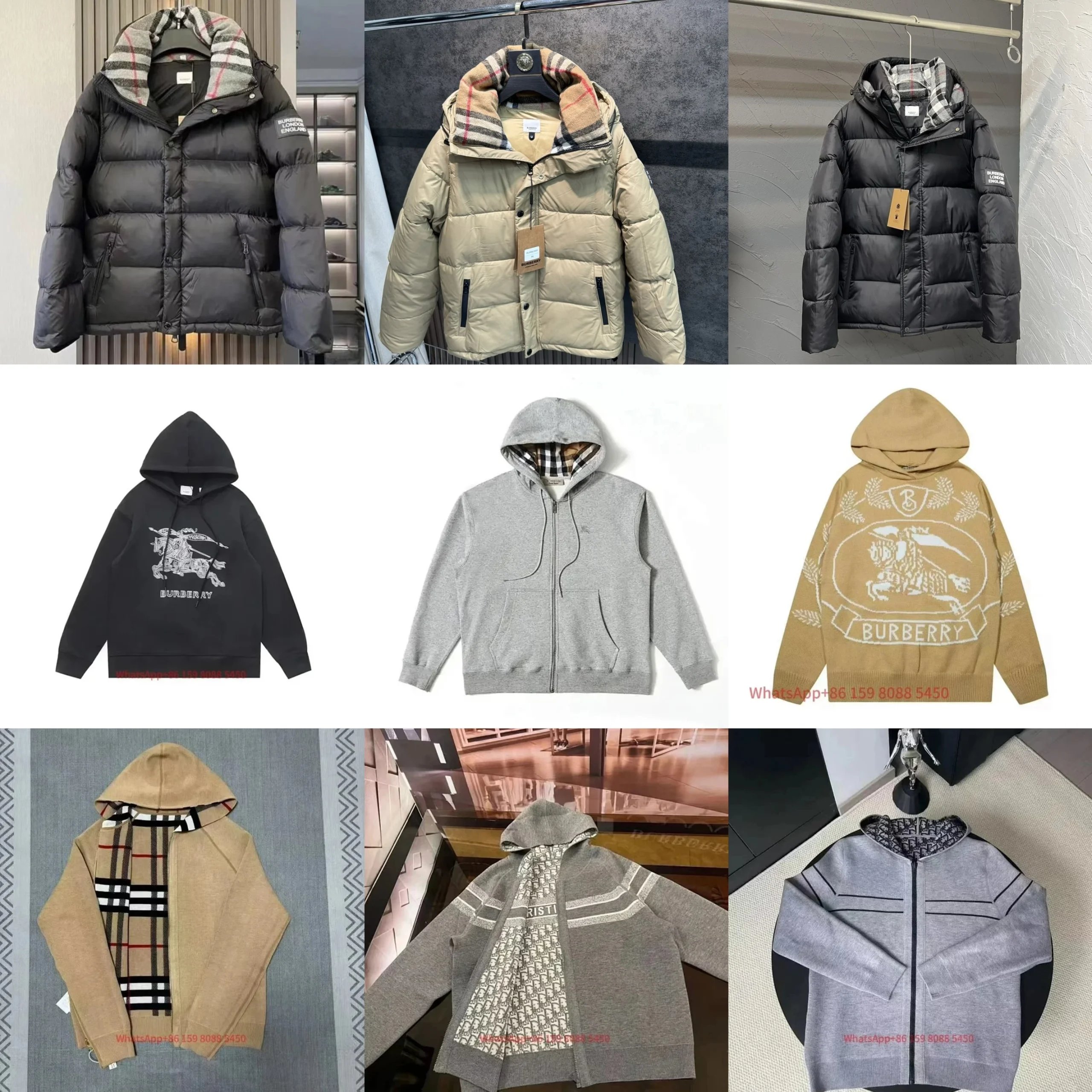 Burberry Check Pattern Puffer Jacket Winter Coat Black