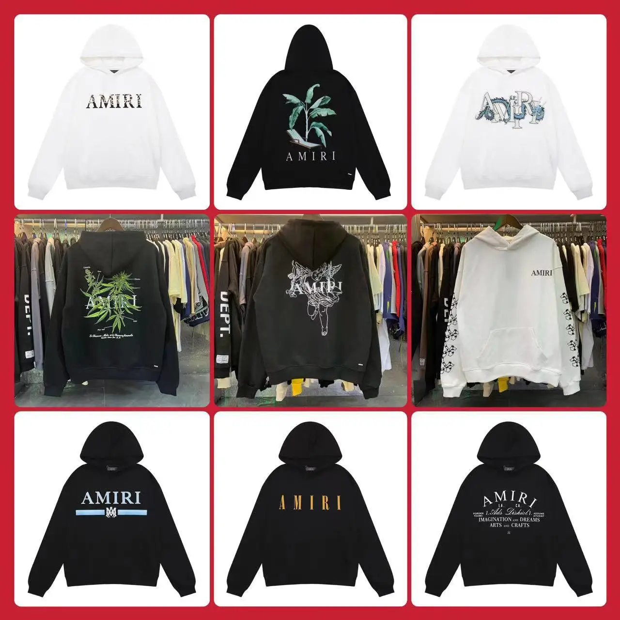 Amiri Graphic Print Oversized Hoodie Black and White