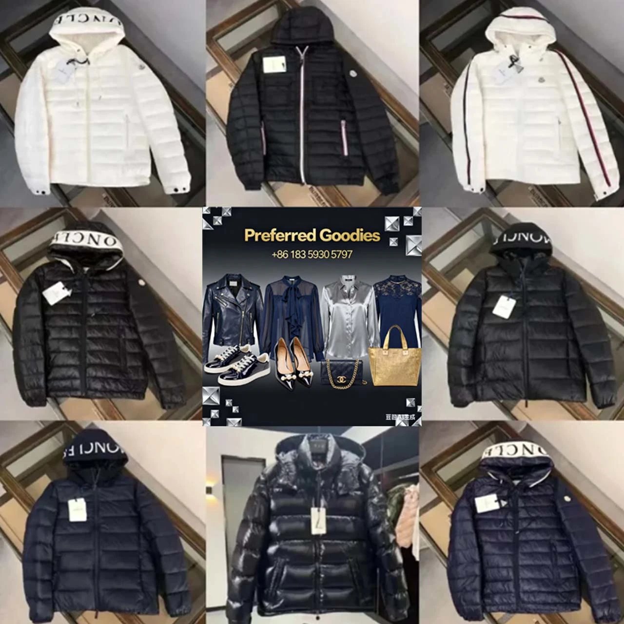 Moncler Puffer Lightweight Down Jacket Black and White