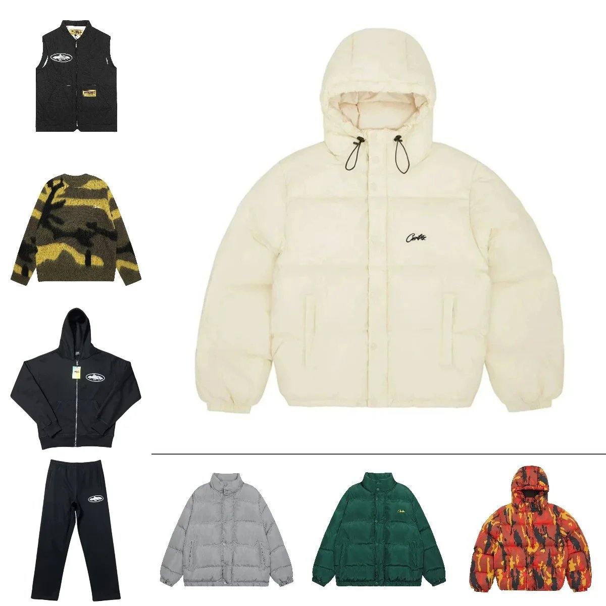 Corteiz Puffer Jacket Streetwear Down Jacket White