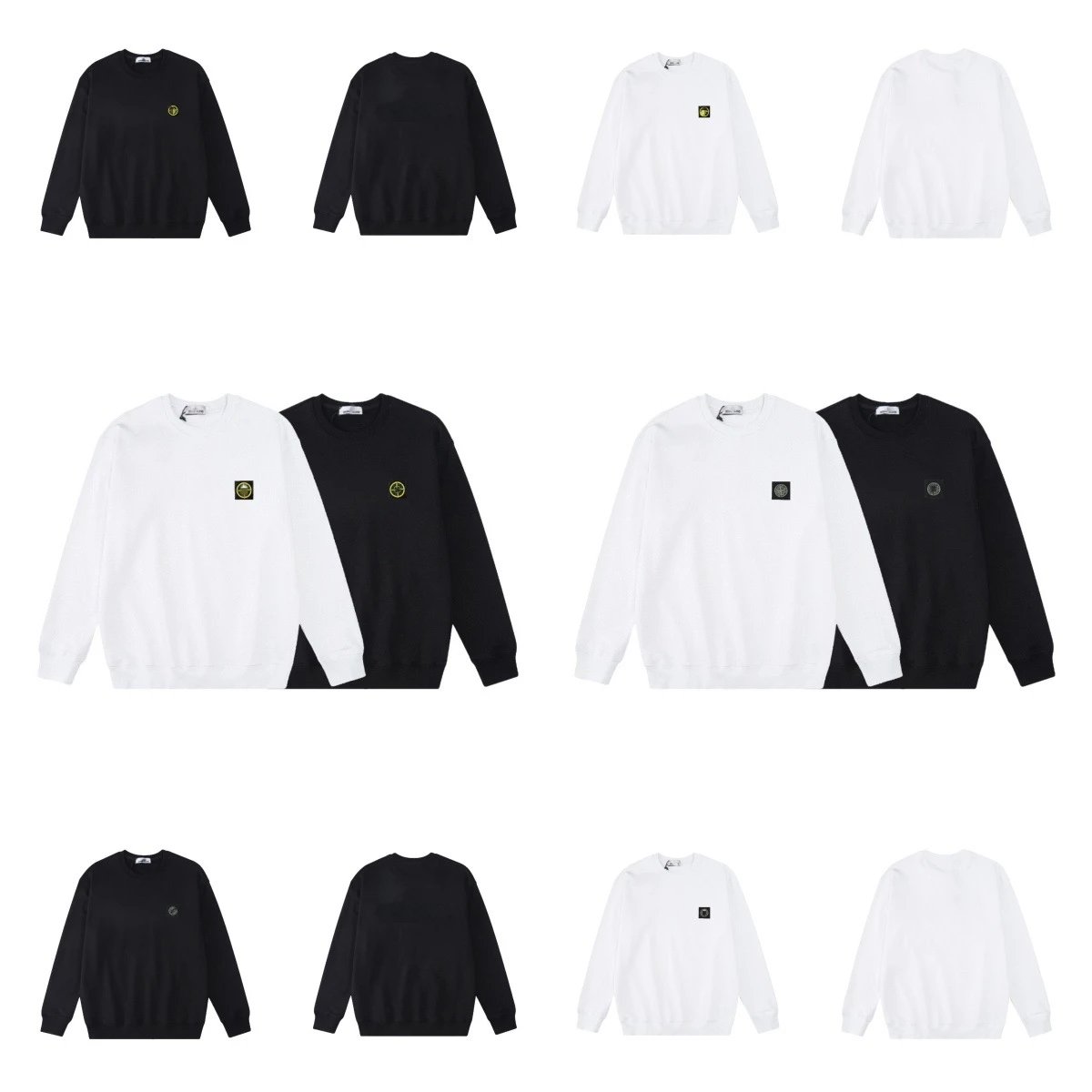 Stone Island Crewneck Cotton Sweatshirt Black and White
