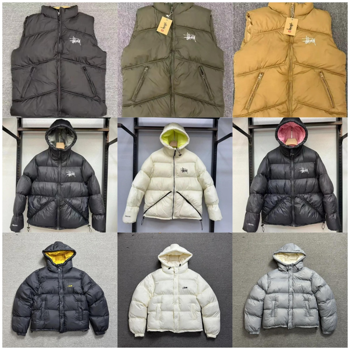Stussy Puffer Jacket and Vest Streetwear Puffer Jacket Multicolor