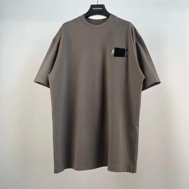 Balenciaga B-Patch Oversized T-Shirt Gray