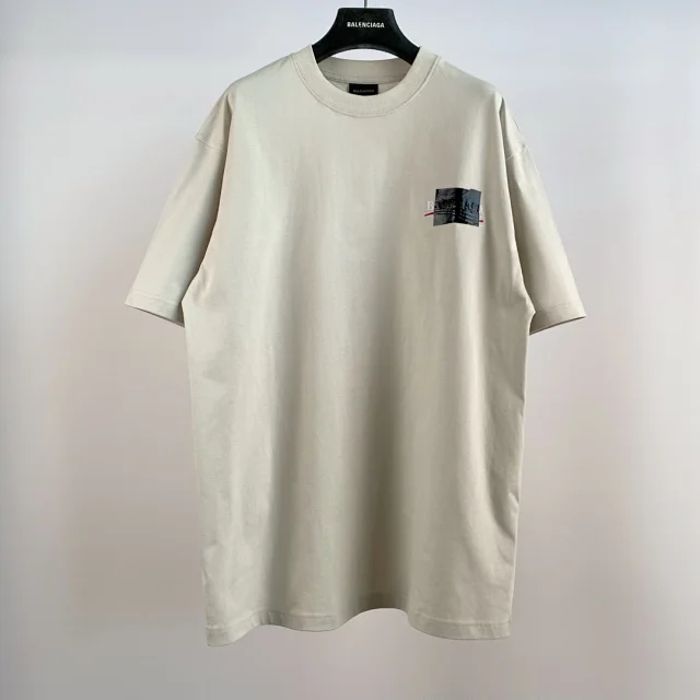 Balenciaga Tape Type Oversized T-Shirt Beige