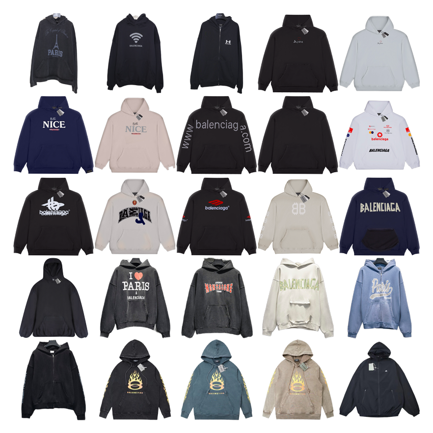 Balenciaga Graphic Print Oversized Hoodie Collection Multicolor
