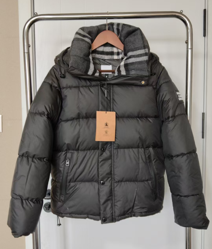 Burberry Check Collar Puffer Jacket Warm Down Jacket Black