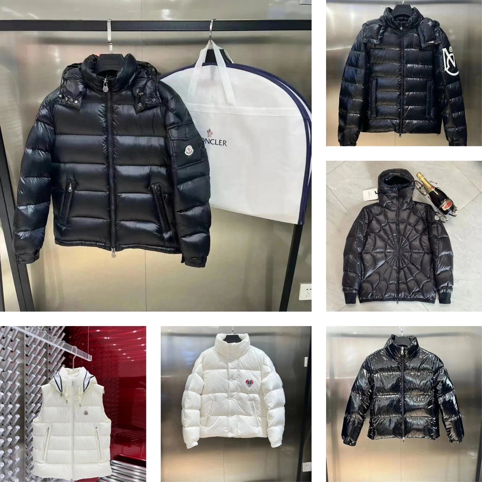 Moncler Maya Shiny Puffer Jacket Black
