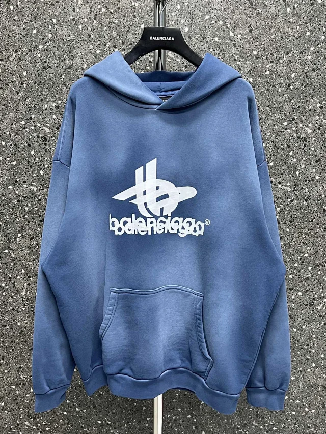 Balenciaga Planet Oversized Hoodie Blue