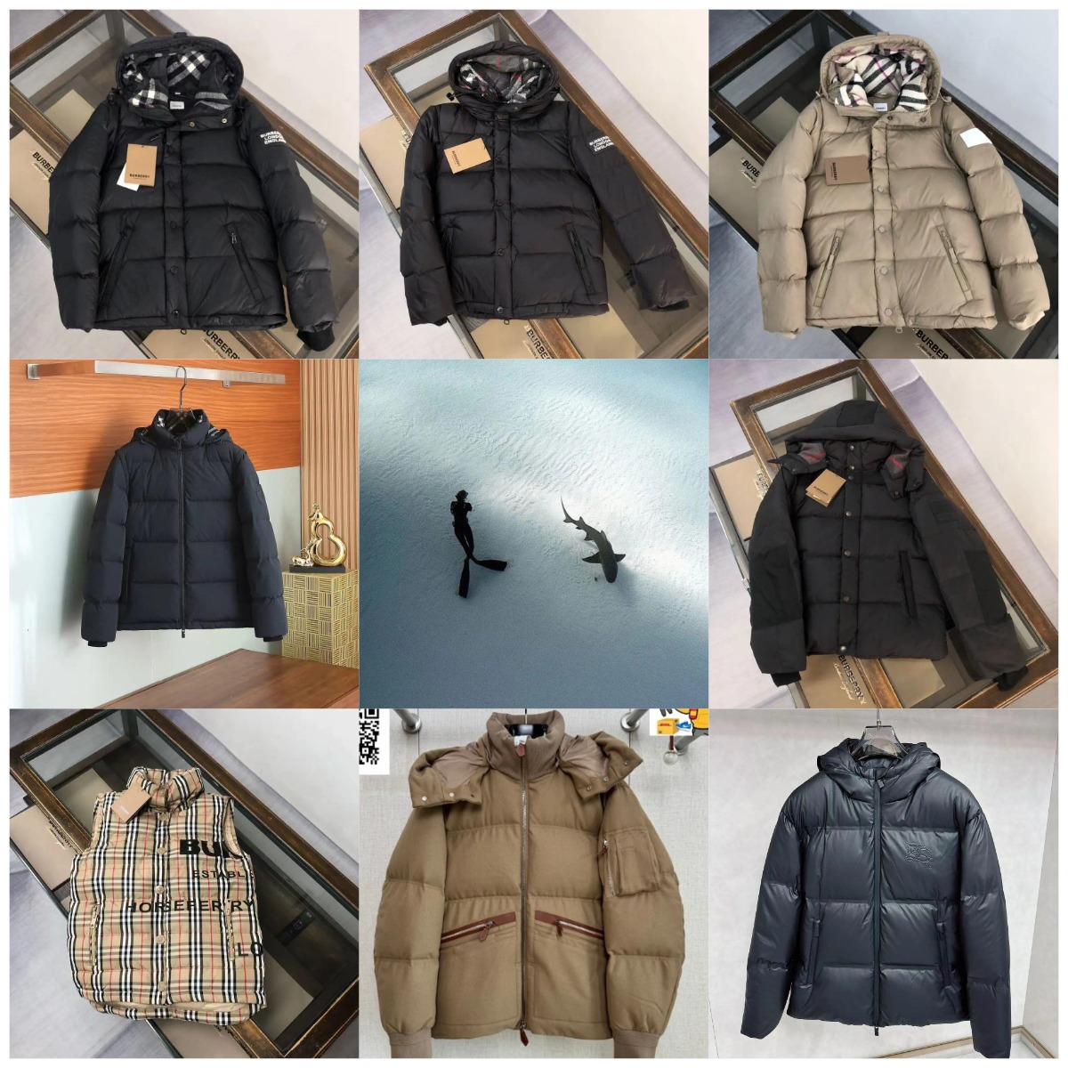 Burberry Check Lined Puffer Jacket Warm Winter Down Jacket Black