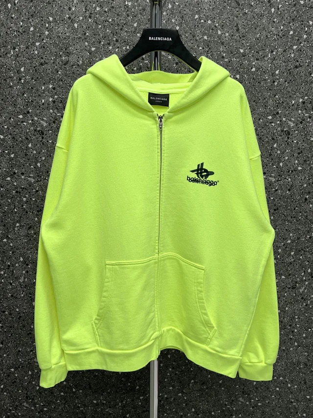 Balenciaga Unity Sports Icon Oversized Zip-Up Hoodie Neon Yellow