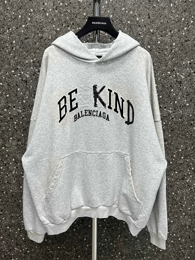 Balenciaga Be Kind Oversized Hoodie Gray