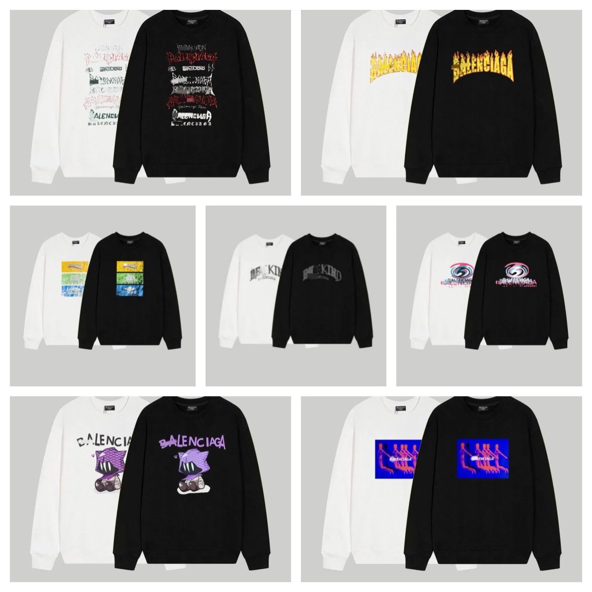 Balenciaga Graphic Print Crewneck Sweatshirt Black and White