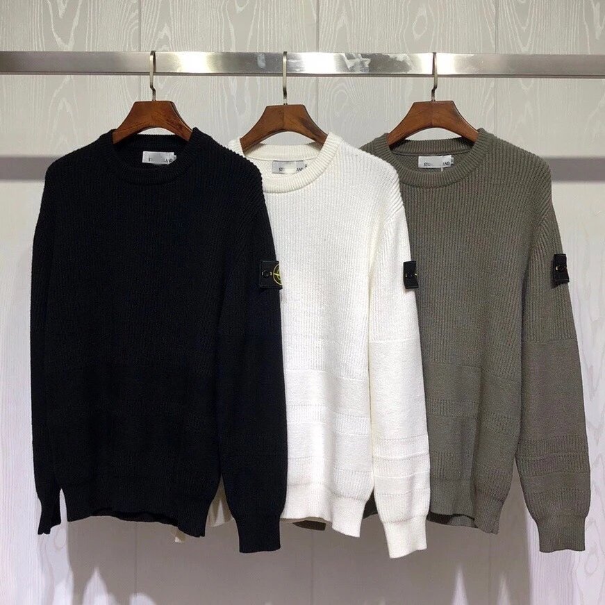 Stone Island Ribbed Knit Crewneck Sweater Multicolor