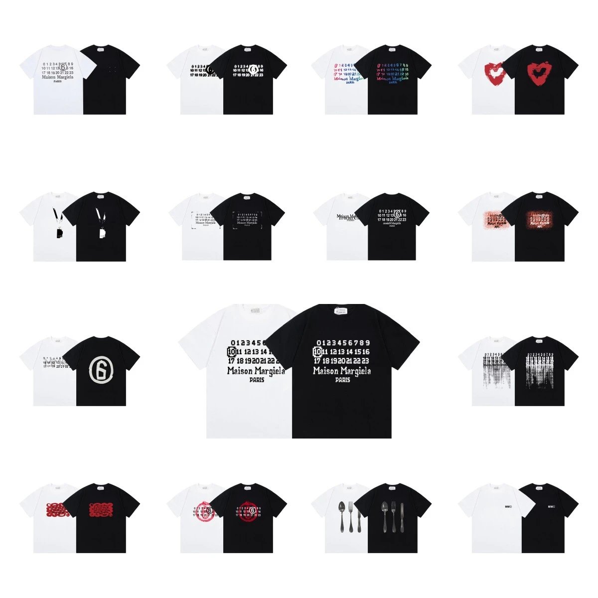 Maison Margiela MM6 Numeric Graphic Cotton T-Shirt Black and White