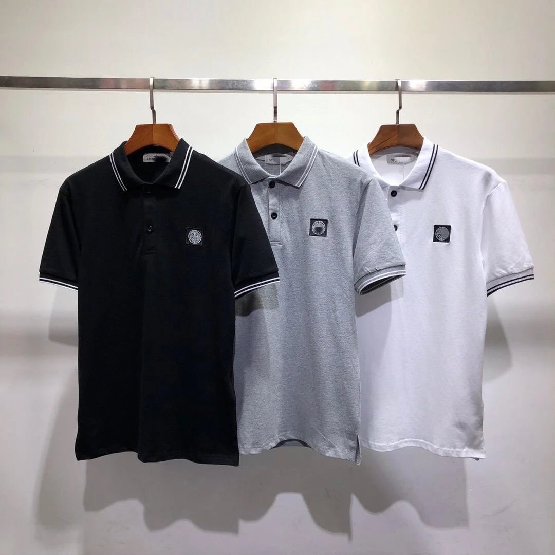 Stone Island Tipped Polo Shirt Cotton Casual Polo Shirt Multicolor
