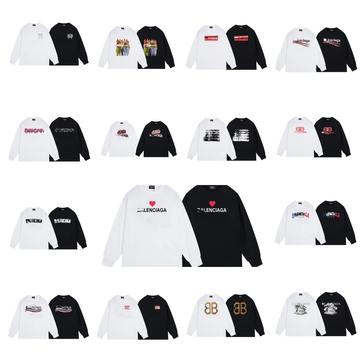 Balenciaga Graphic Print Oversized Long Sleeve Shirt Multicolor