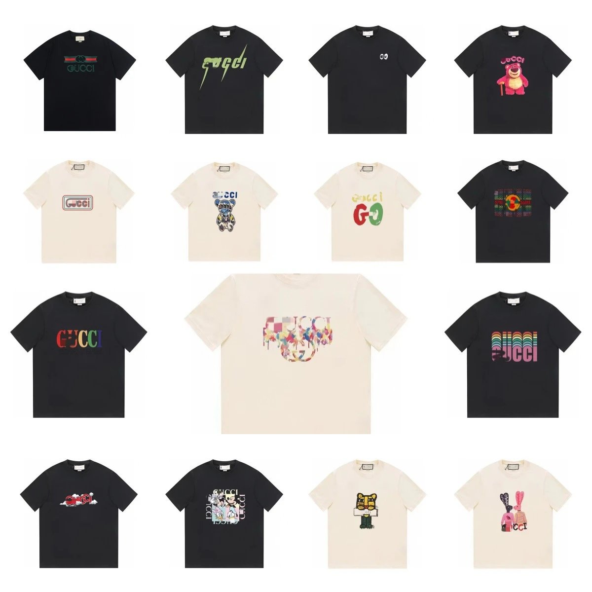 Gucci Graphic Print Oversized Tee Black and White