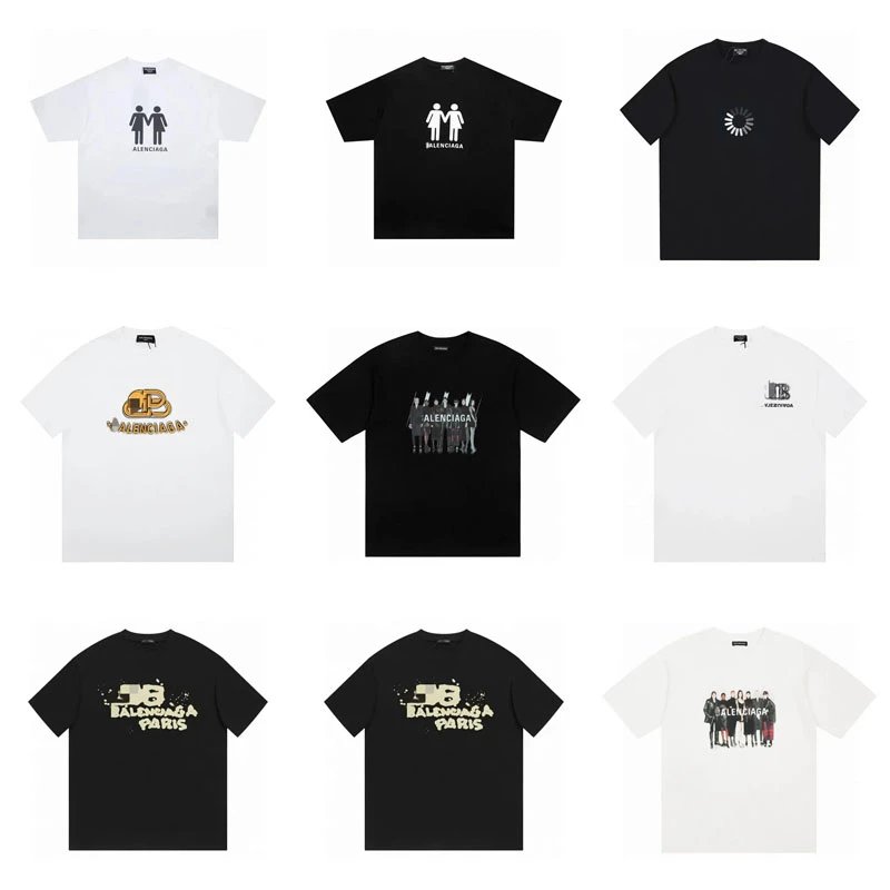 Balenciaga Graphic Print Oversized Tee Black and White