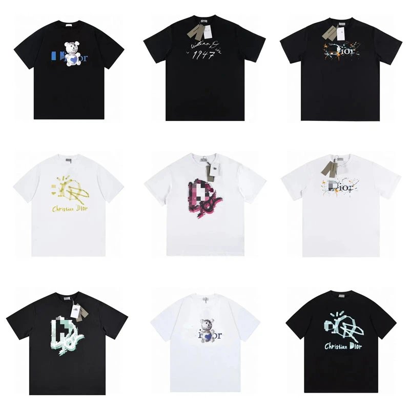 Dior Graphic Print Cotton T-Shirt Black and White