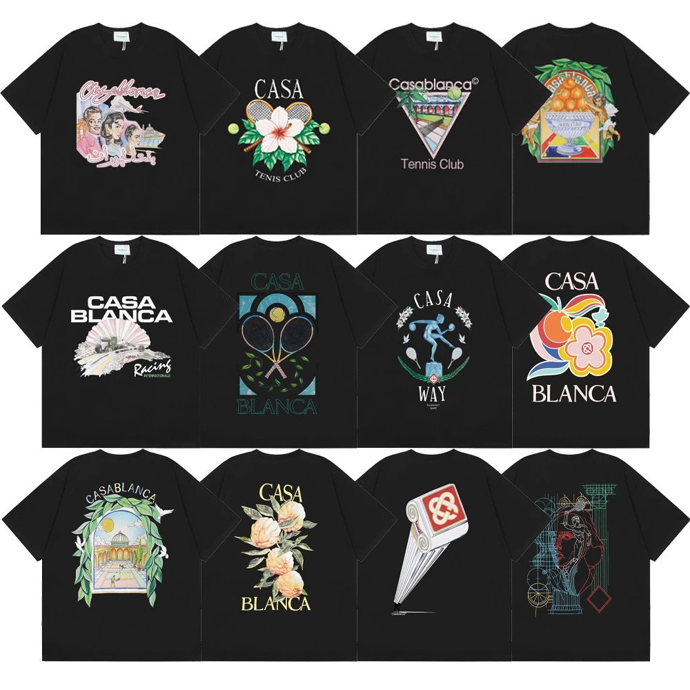 Casablanca Graphic Print Cotton T-Shirt Black