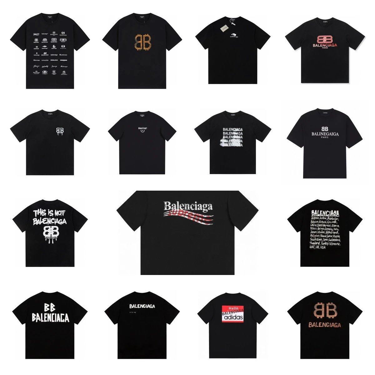 Balenciaga Graphic Print Oversized T-Shirt Black