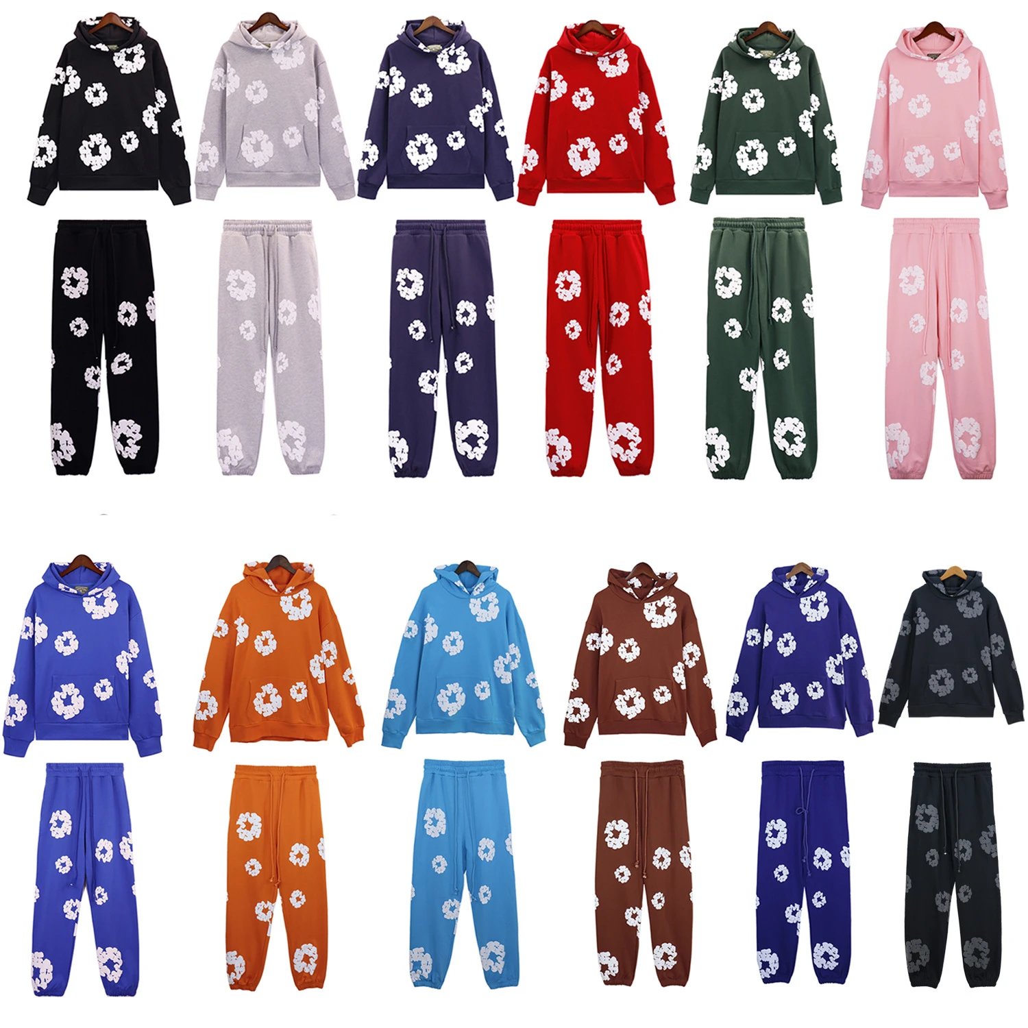 Design Floral Print Casual Matching Set Multicolor