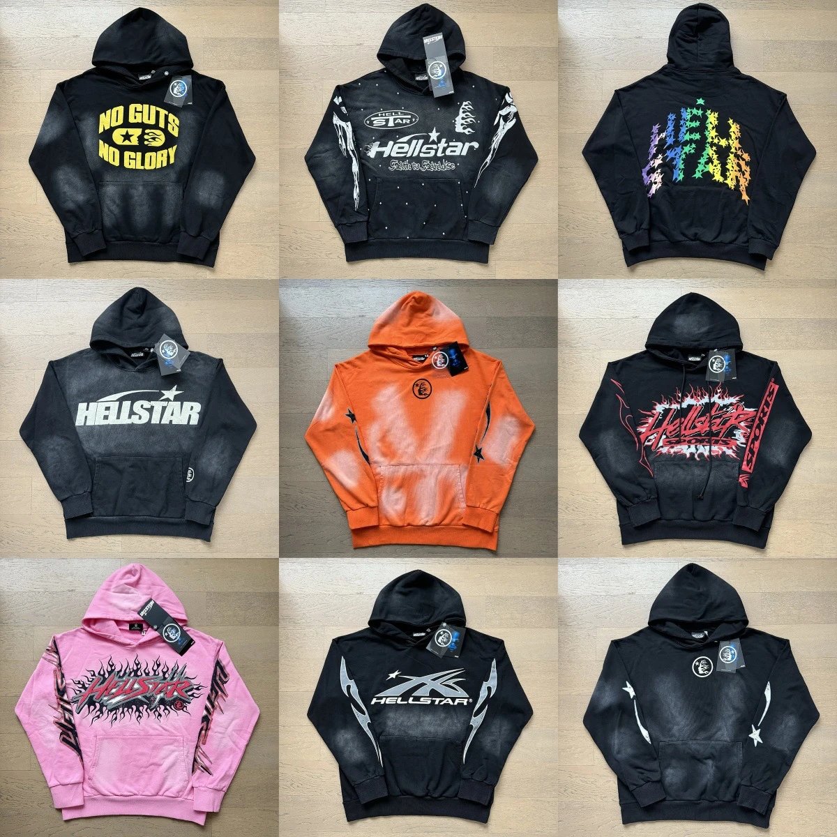 Hellstar Graphic Print Oversized Streetwear Hoodie Multicolor