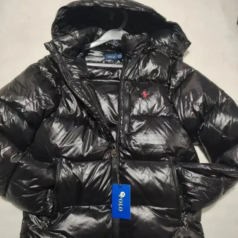 Ralph Lauren RL Puffer Shiny Hooded Jacket Black