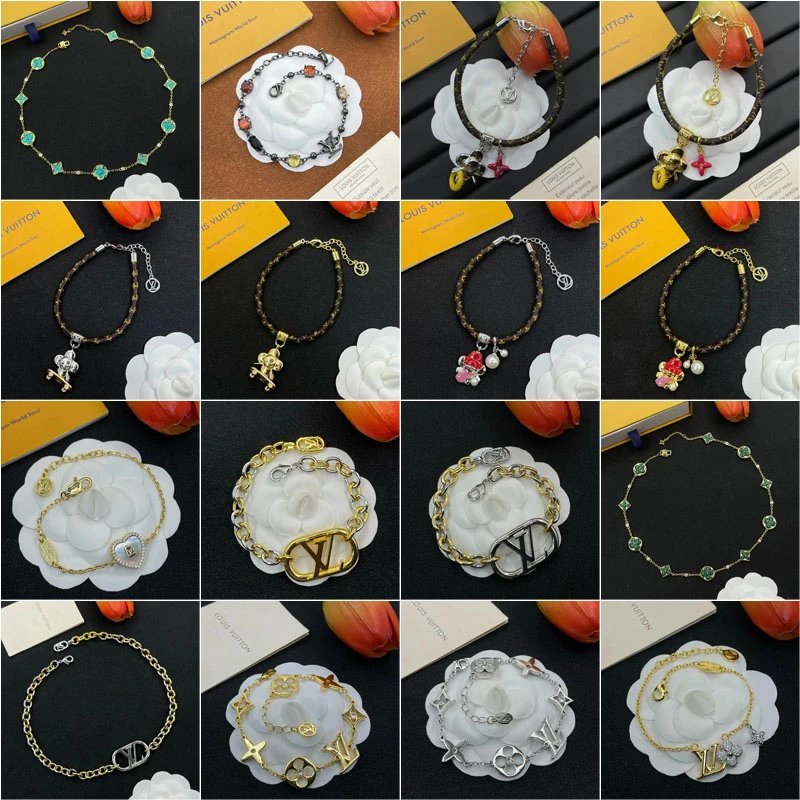 Louis Vuitton LV Monogram Bracelet Collection Elegant Jewelry Gold and Silver