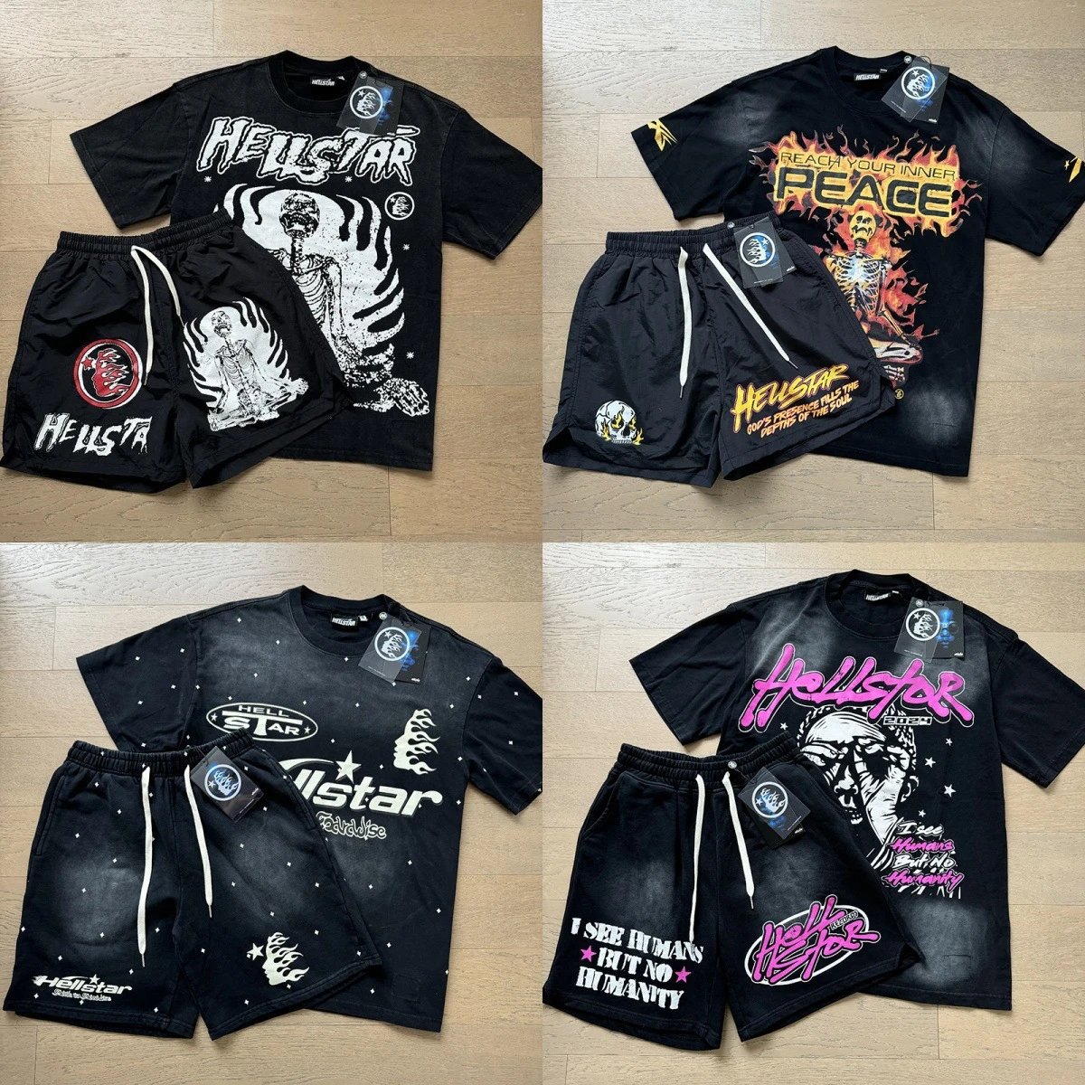 Hellstar Graphic T-Shirt and Shorts Matching Set Black