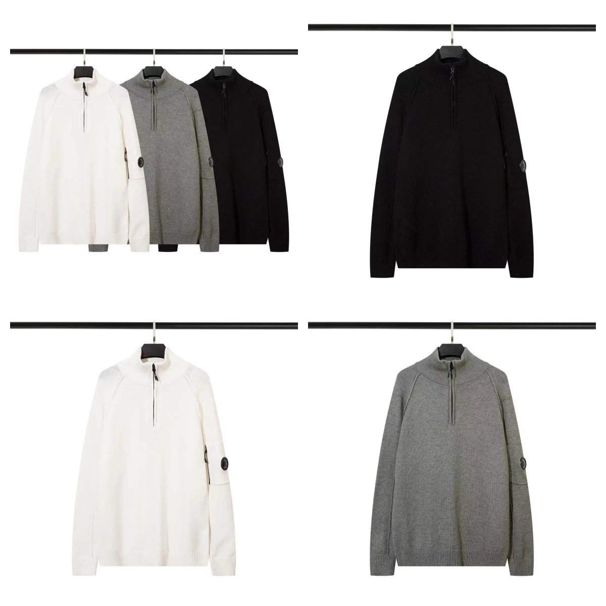 C.P. Company Lens Detail Quarter Zip Knit Sweater Multicolor