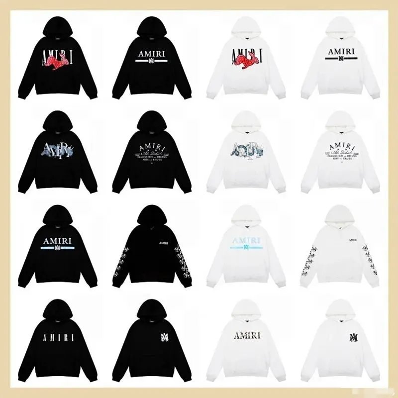 Amiri Graphic Print Oversized Hoodie Black and White